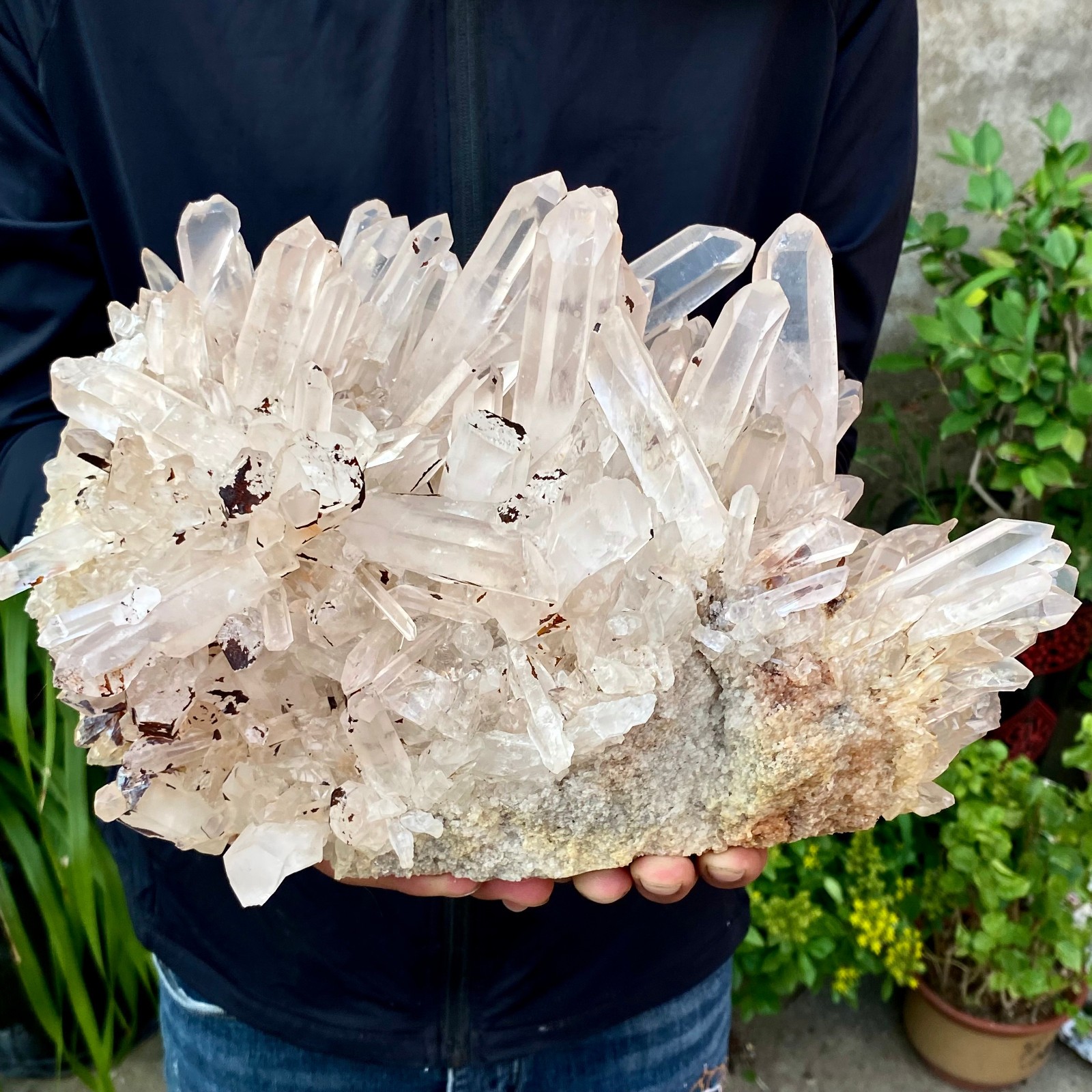 23.69LB ransparent, natural and beautiful white quartz crystal cluste