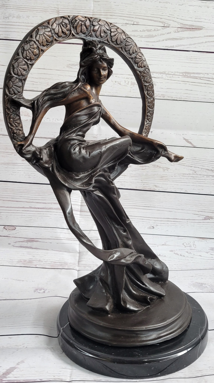 Handmade Elegant Nude of Love Beauty Prosperity Venus Moon Bronze Marble Figure