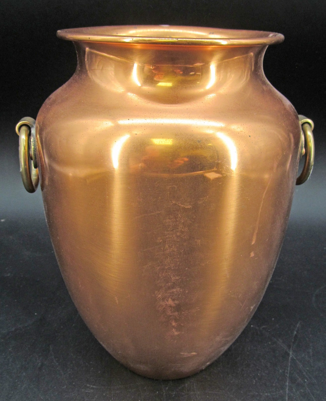 EHI Vintage Made in USA Revere Copper w/  Brass Handles Urn Vase 8 Inches Tall