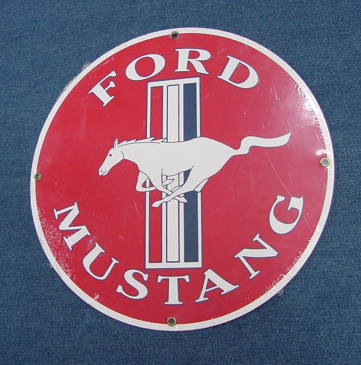 NOS VINTAGE FORD MUSTANG PORCELAIN SIGN GAS AUTOMOBILE NOS VINTAGE FORD MUSTANG PORCELAIN SIGN GAS AUTOMOBILE