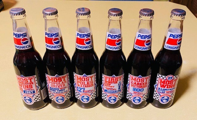 Richard Petty Longneck Commemorative 6Pack (w/6 different) NASCAR Pepsi Bottles 