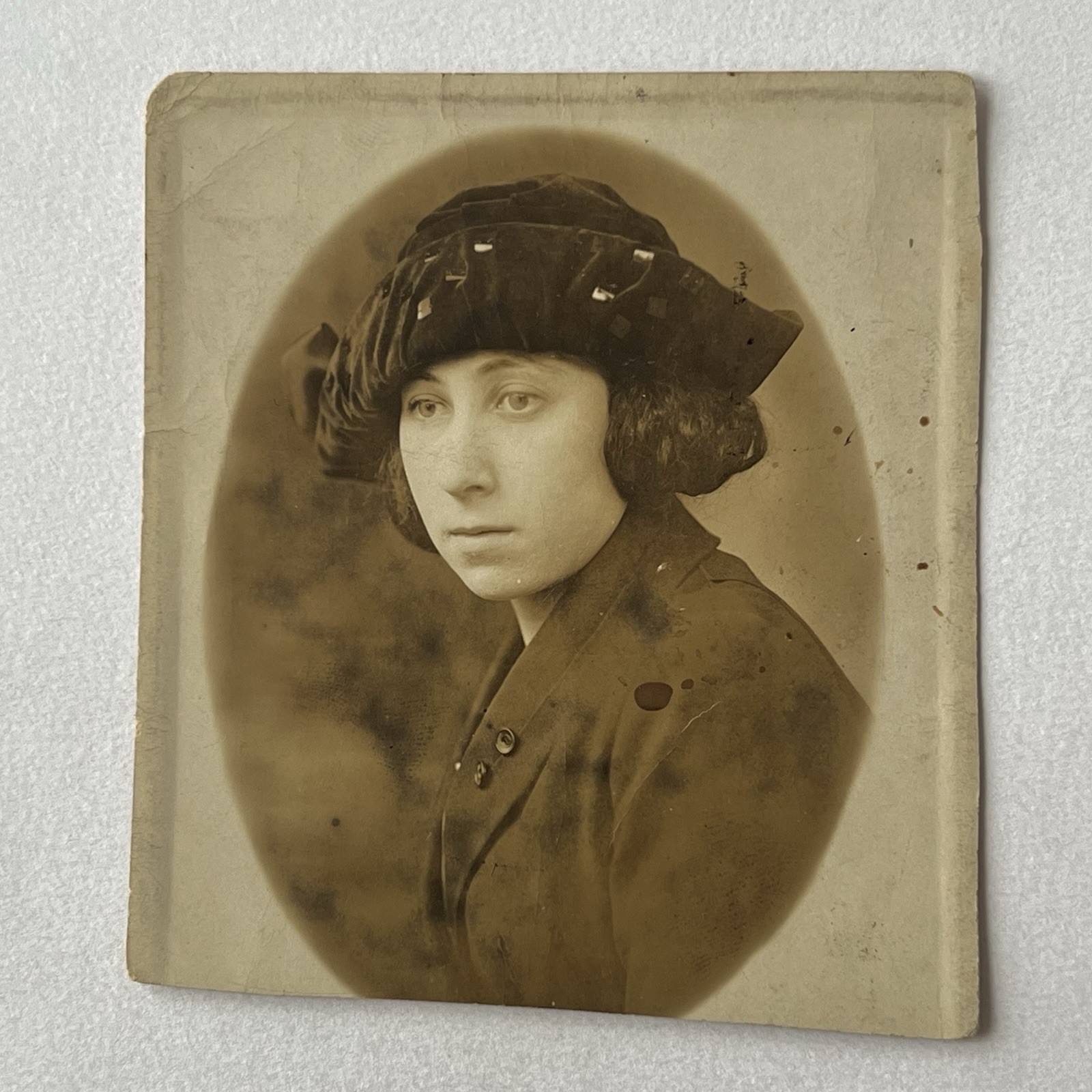 Vintage RPPC Real Photograph Postcard Beautiful Young Woman ID Great Hat