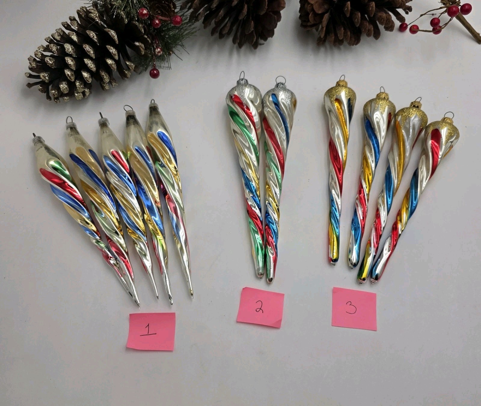 VTG West Germany Christmas Rainbow Icicle Ornaments 8