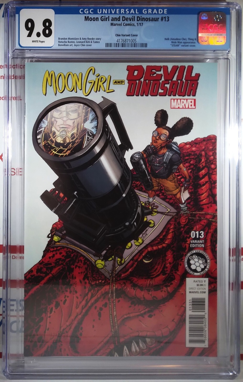 🌒🔴 CGC 9.8 MOON GIRL AND DEVIL DINOSAUR #13 JOYCE CHIN 1:10 STEAM VARIANT 2017