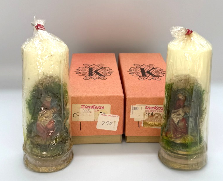 Vintage Handarbeit West Germany 3D Christmas Candles Set of 2 6\ Vintage Handarbeit West Germany 3D Christmas Candles Set of 2 6\