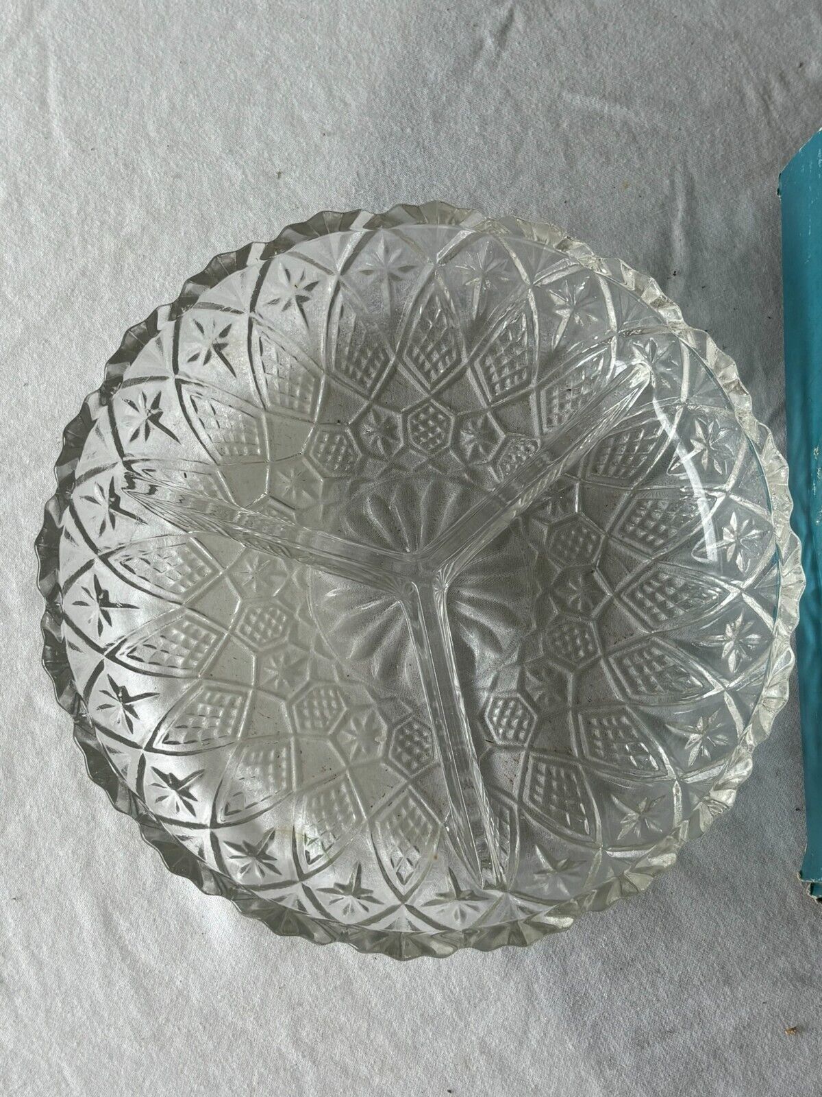 Jewelite Faceted & Divided Glass Holiday Serving Dish by Gibson Design 8\