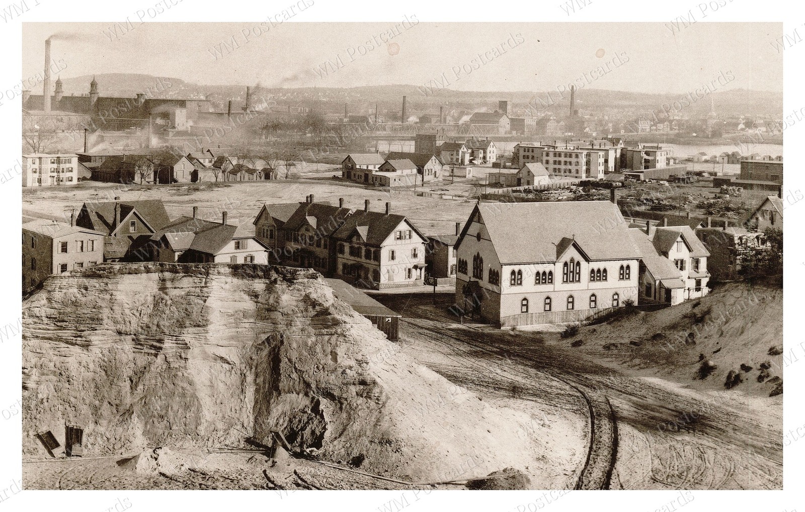 Lawrence Massachusetts 1893 Mill District Riverbank Houses Standard Postcard Lawrence Massachusetts 1893 Mill District Riverbank Houses Standard Postcard