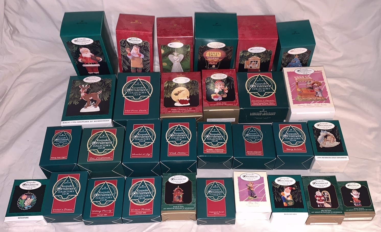 30  1990s  Vintage  Collector\'s Club  Hallmark Keepsake Ornaments  Orig Boxes