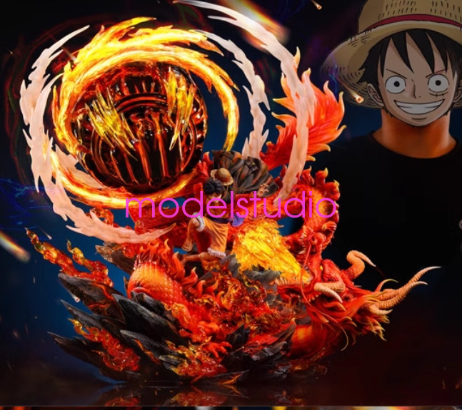 RanDian Studio One Piece Luffy vs Fire Dragon Statue Pre-order Painted H46.5 Led