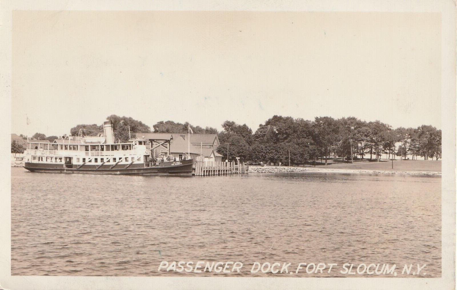 1938 Passenger Dock New York NY Fort Slocum Posted Antique Postcard