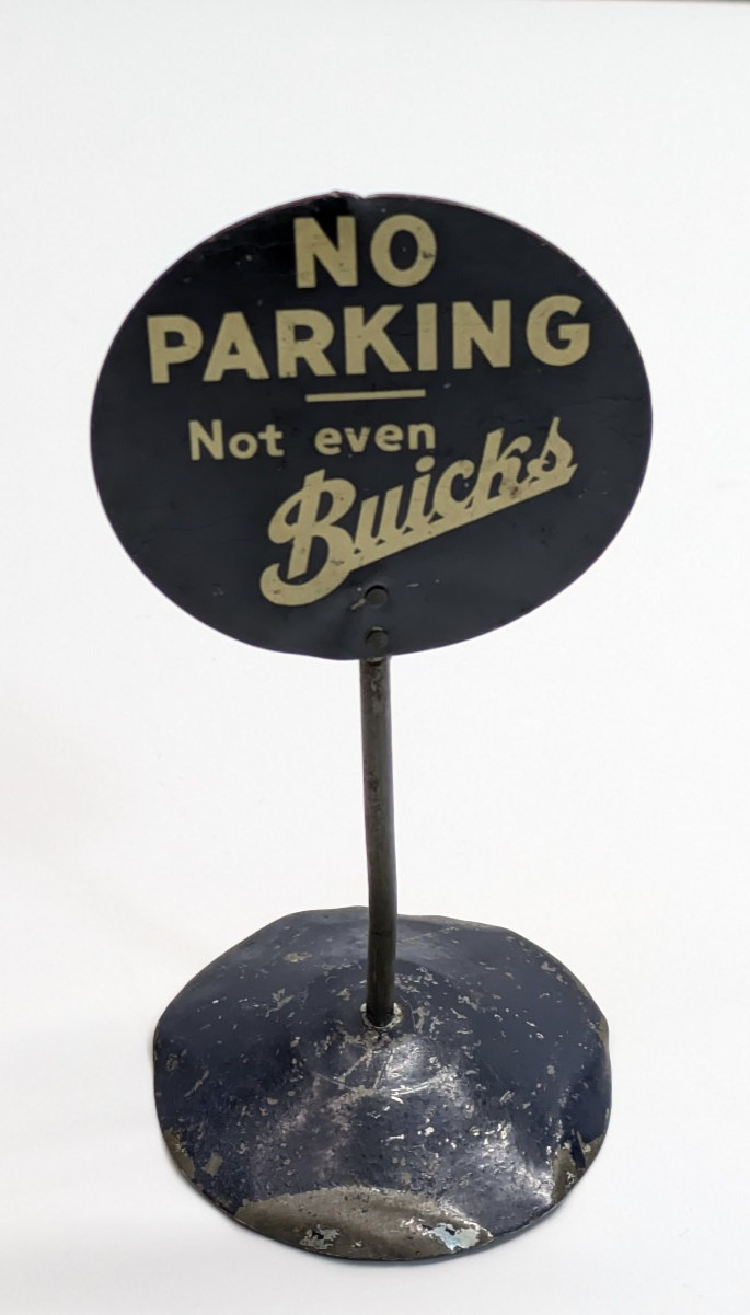 Antique Original Buick Miniature Adv Sign Paperweight No Parking Dealer Giveaway