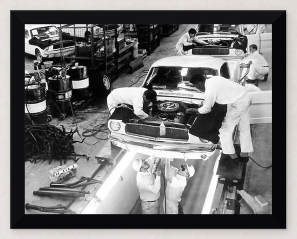 FRAMED 1965 FORD SHELBY MUSTANG AUTO ASSEMBLY LINE - READY TO DISPLAY 11x8.5