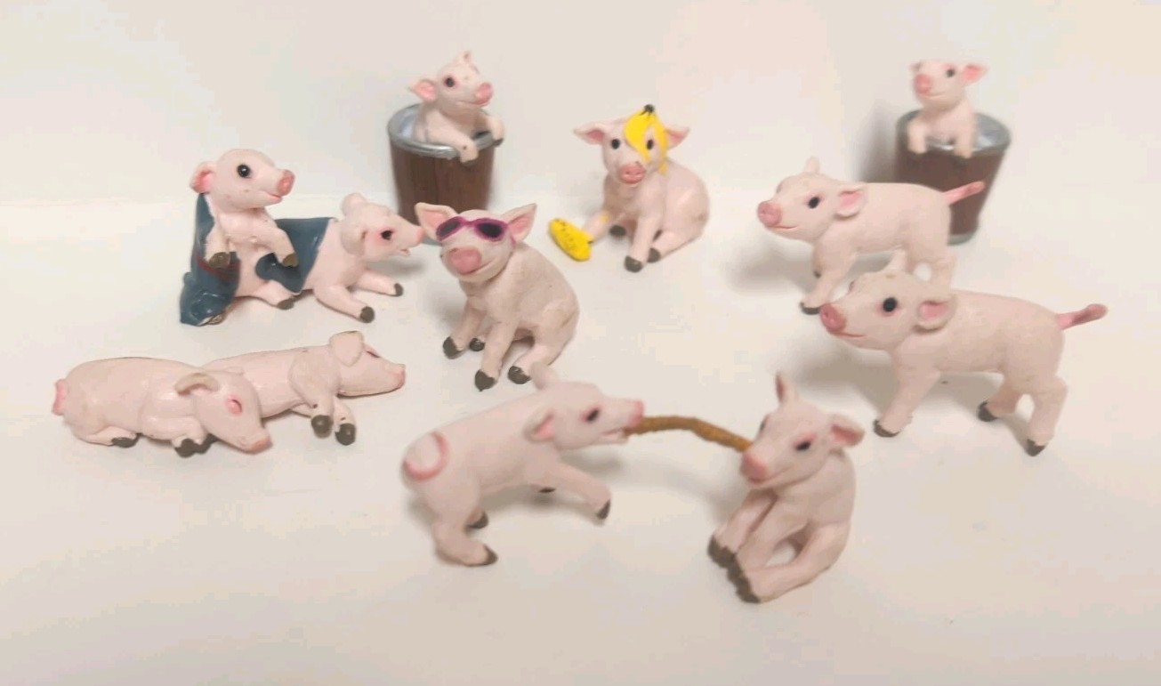 1997 Vintage Babe Charlotte's Web Pig Figurines LOT Made By Topps PVC 