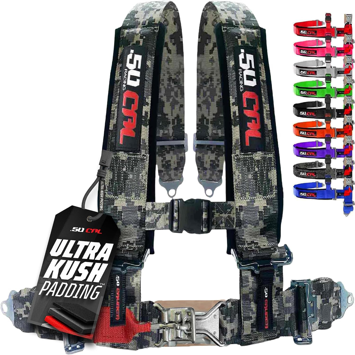 1Pc 50 Cal Camo 4 Point Harness 2 Inch Straps, Racing Harness Seat Belt