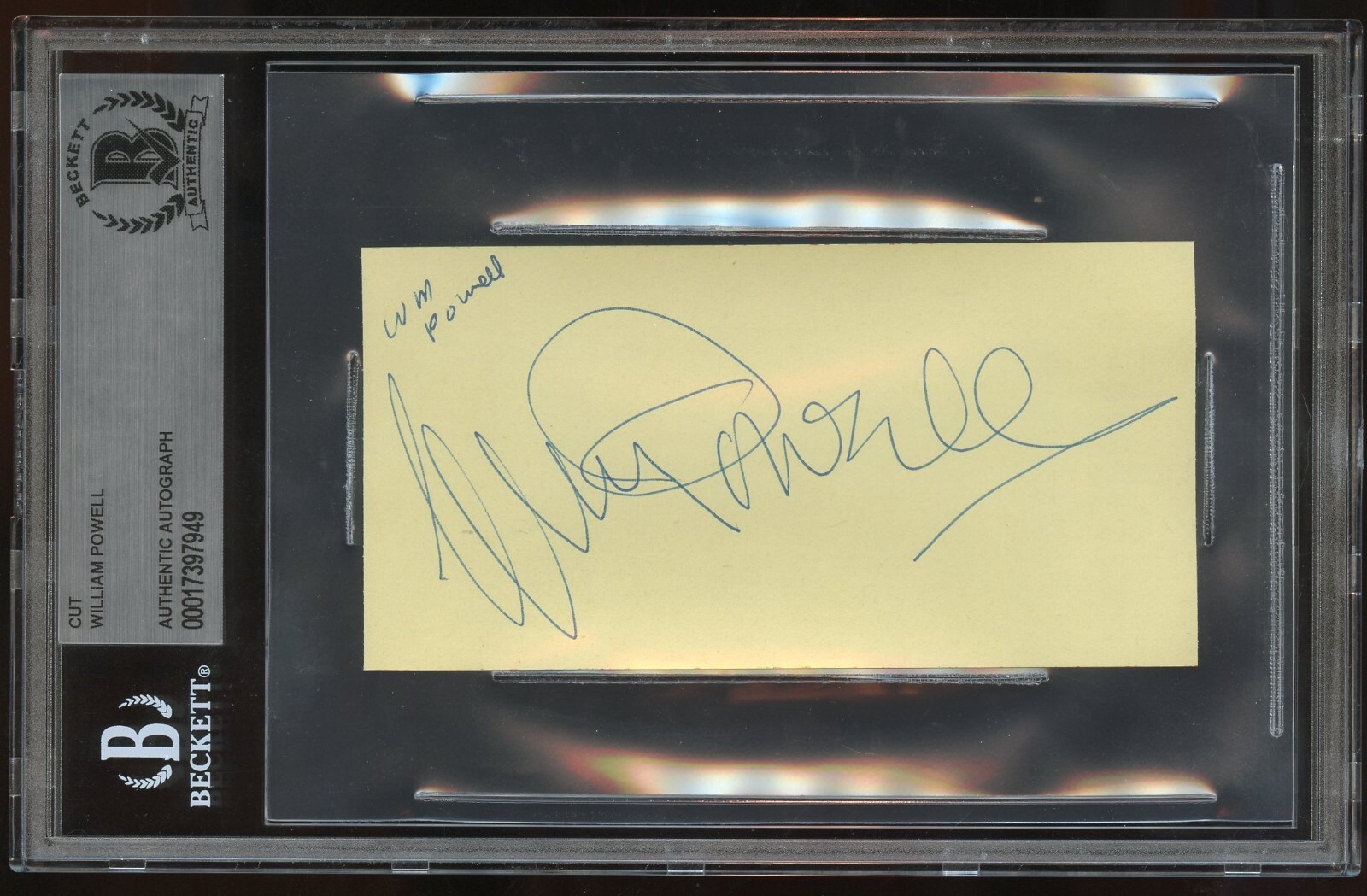 William Powell d1984 signed autograph 2x4.5 Cut Actor The Thin Man BAS Slabbed William Powell d1984 signed autograph 2x4.5 Cut Actor The Thin Man BAS Slabbed