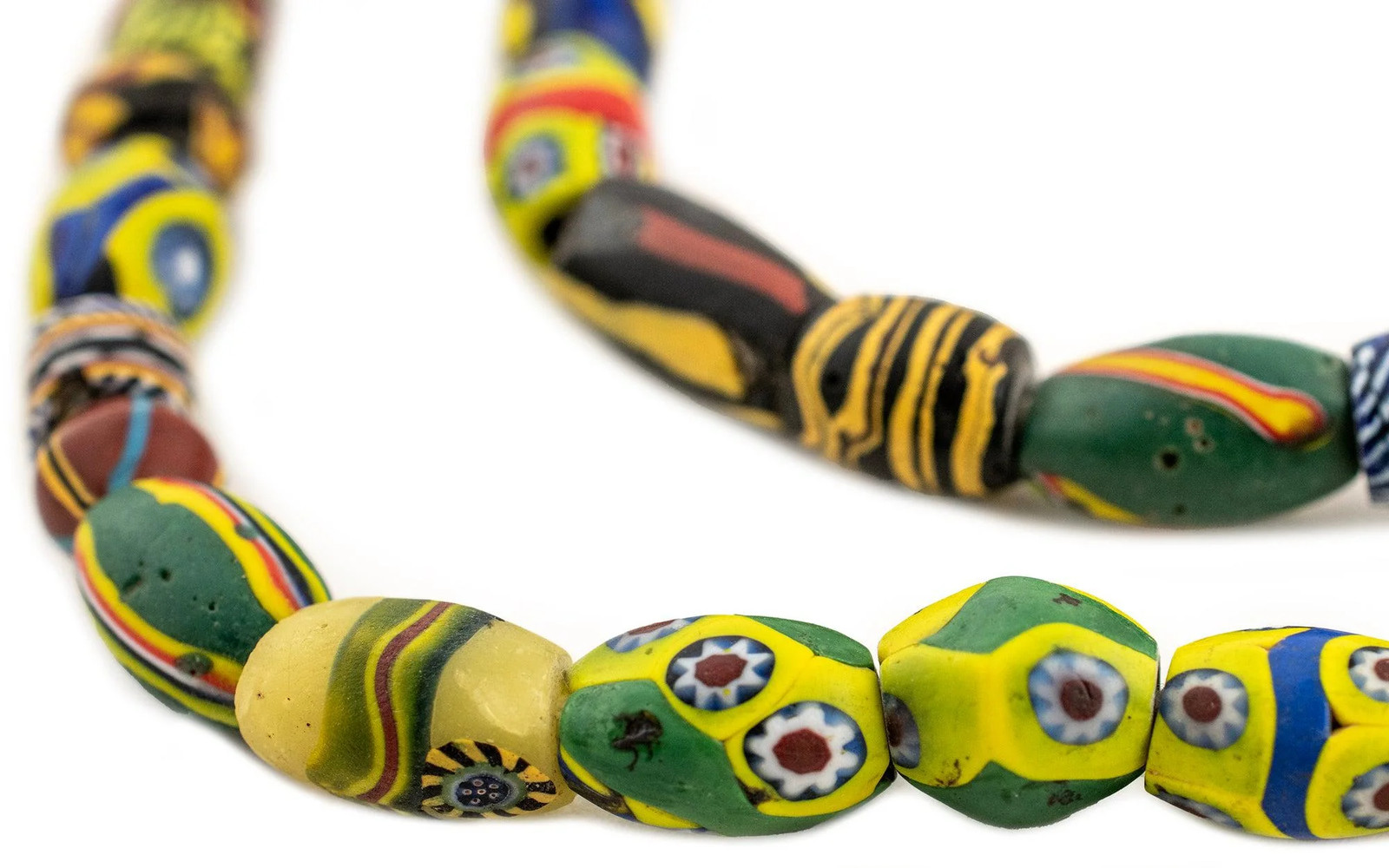 Oval Antique Venetian African Millefiori Trade Beads #15812 10mm Ivory Coast