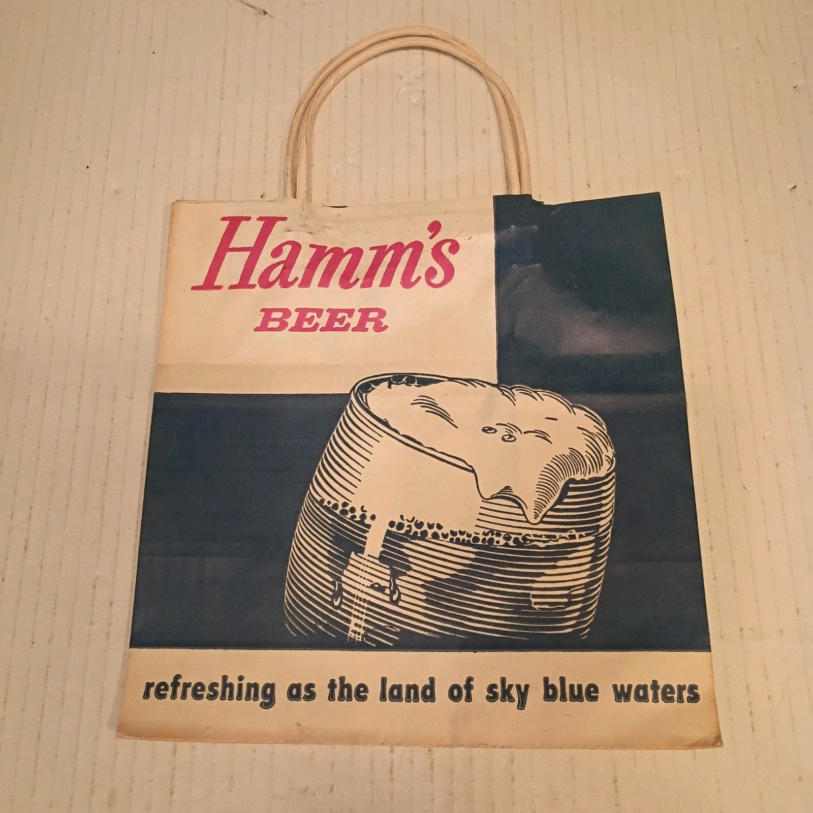 Rare Vintage Hamm\'s Beer Paper Bag Breweriana Advertising Alcohol NOS