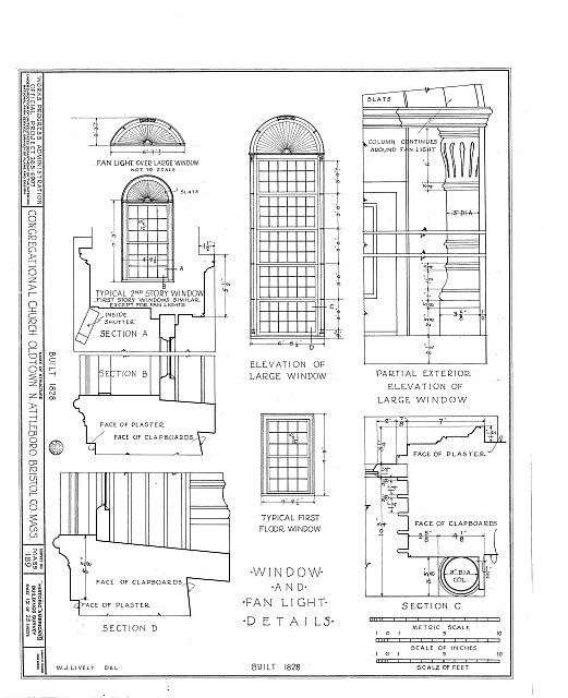 Photo:North Attleboro MA Congregational Church 1828 Window Details HABS