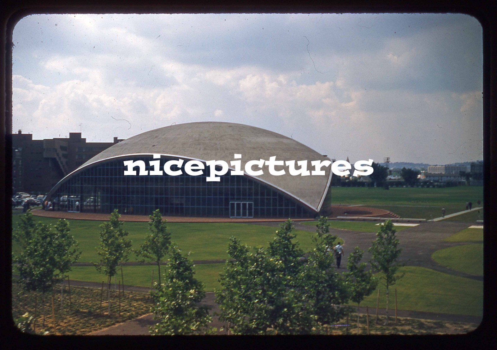 1950s Red Border Kodachrome slide ABSTRACT  ARCHITECTURE possibly BOSTON  Arena?