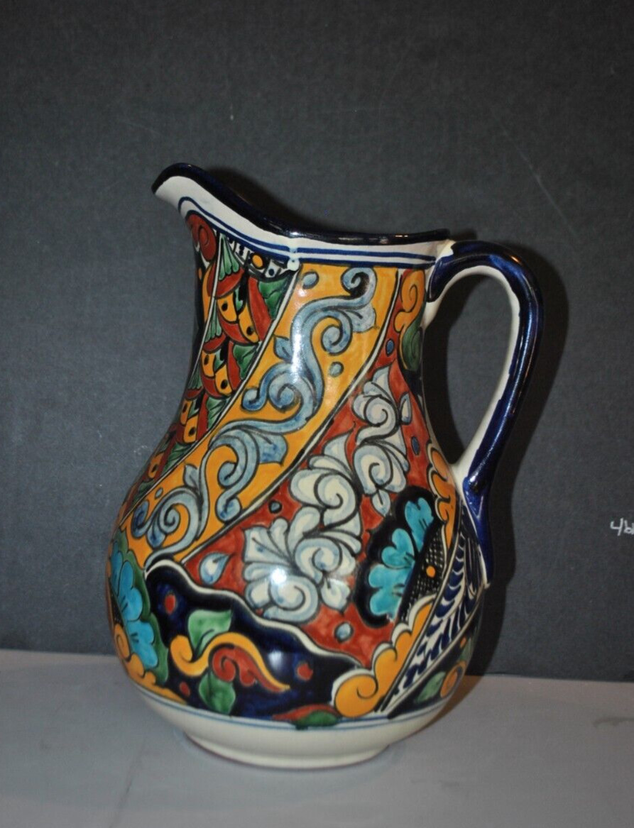 Large VTG MEXICAN Talavera Water Pitcher 11.4\