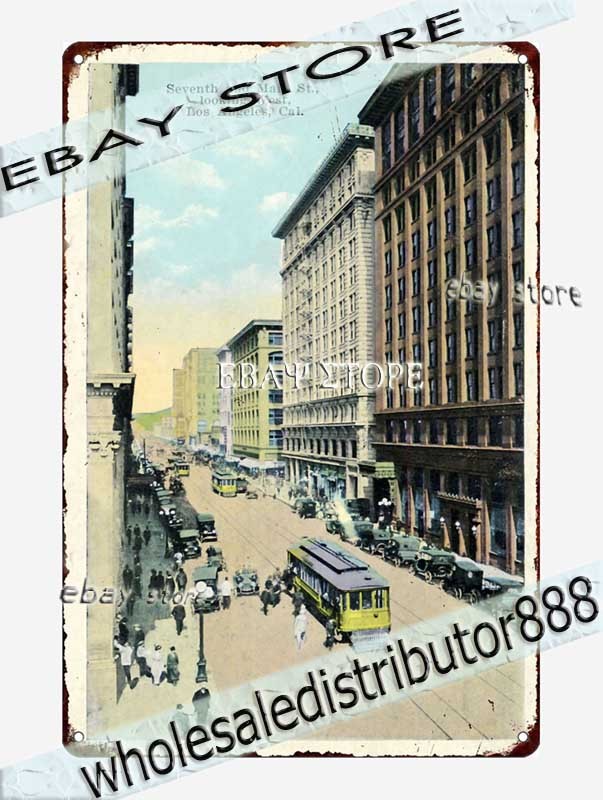 1910s Seventh Main Street Downtown City View Tin Sign wall decor