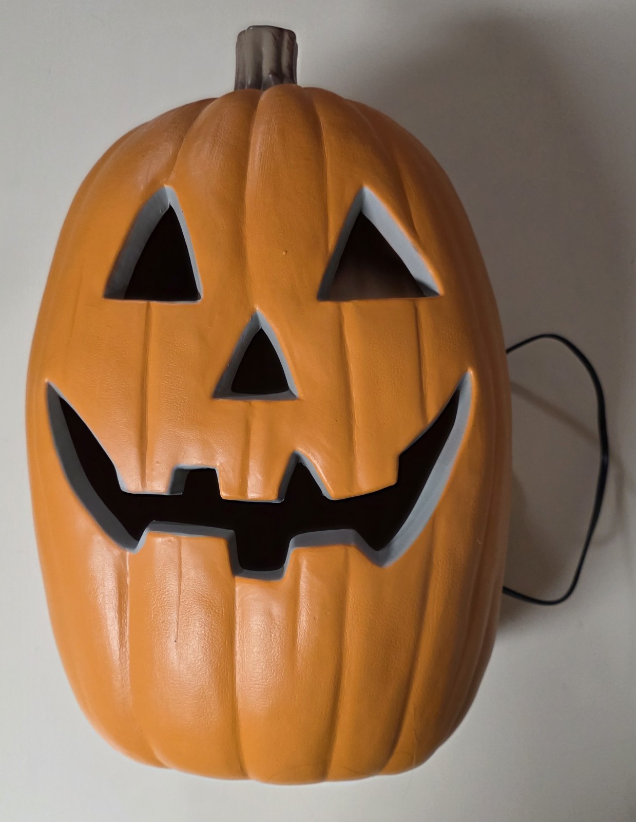 Vintage Gemmy Light Up Pumpkin Jack O Lantern Halloween Foam Mold Large 16”