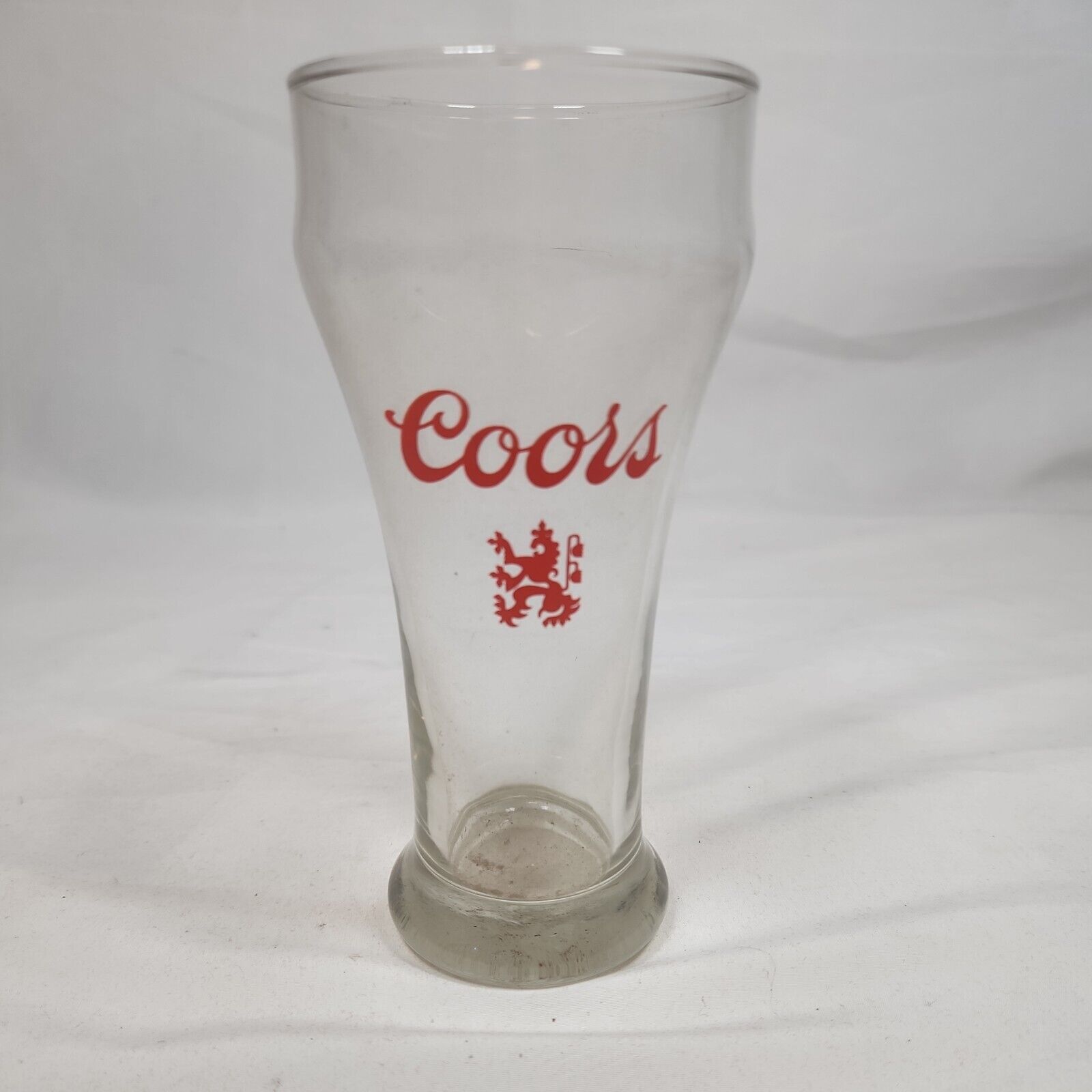 Coors Vintage Beer Drinking Glass Clear w/Red Lion Logo 1970s 8oz  