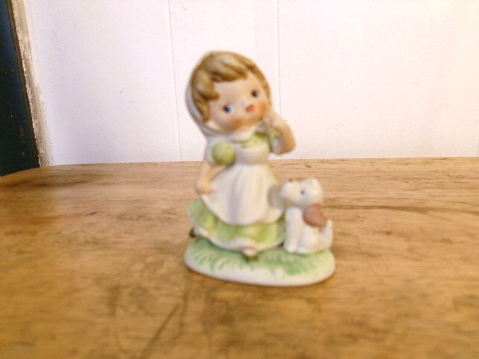 Vintage Homco Girl With Puppy Dog Sweet 3 Vintage Homco Girl With Puppy Dog Sweet 3