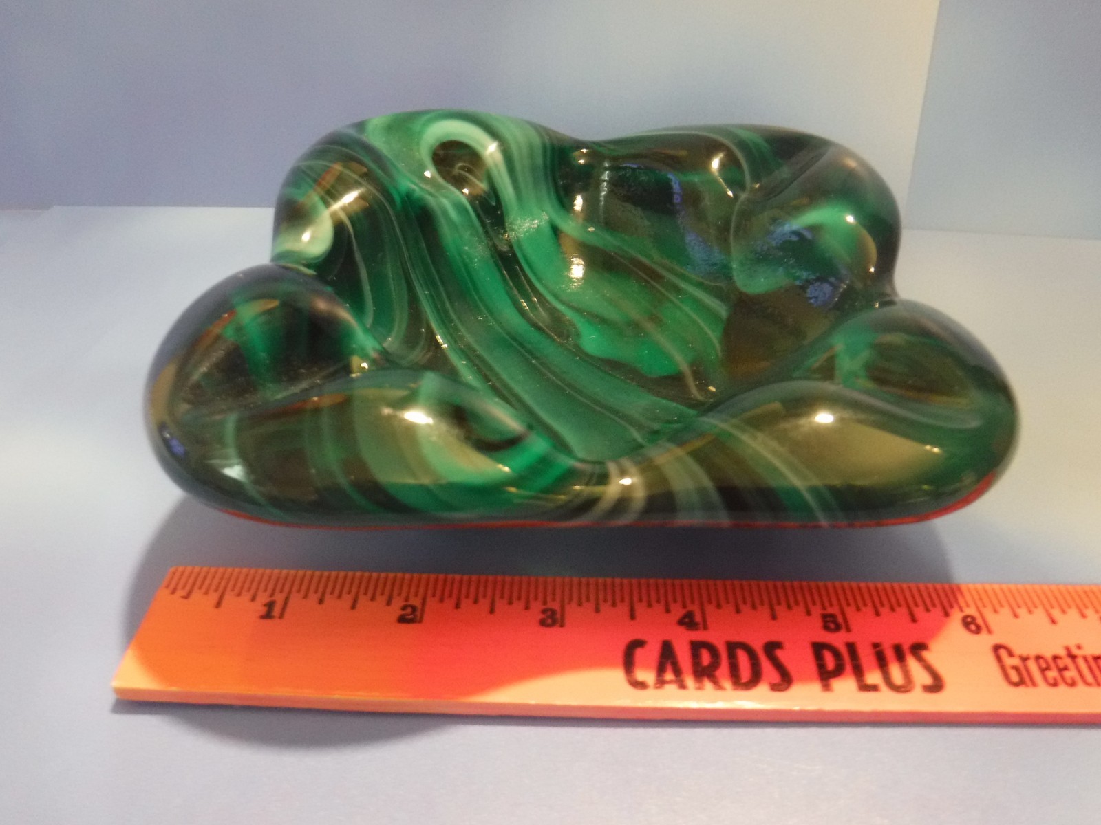 ASHTRAY VINTAGE EMERALD GREEN SWIRL GLASS 6x6