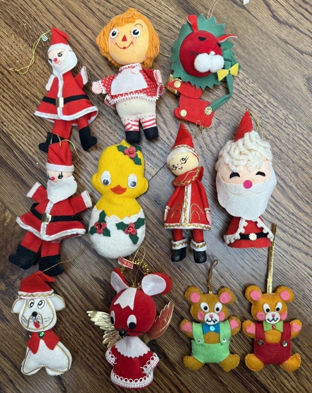 11 Vtg Kitsch MCM Christmas Ornament Felt spun Cotton Santa Mouse Bear JAPAN lot 11 Vtg Kitsch MCM Christmas Ornament Felt spun Cotton Santa Mouse Bear JAPAN lot