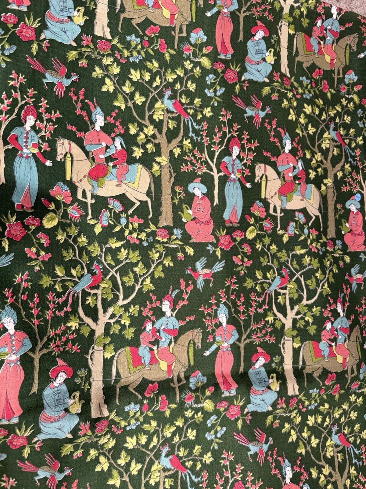 Brunschwig & Fils Shalimar Fabric Green Equestrian Chinoiserie 5 Yards Vintage