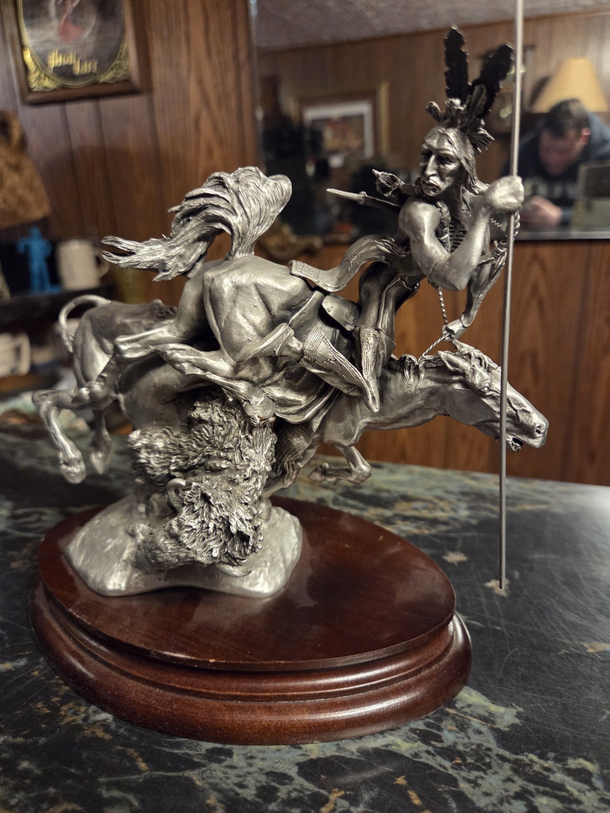 Vintage Chilmark Plight Huntsman Pewter Sculpture Michael Boyett 1981 Western -7