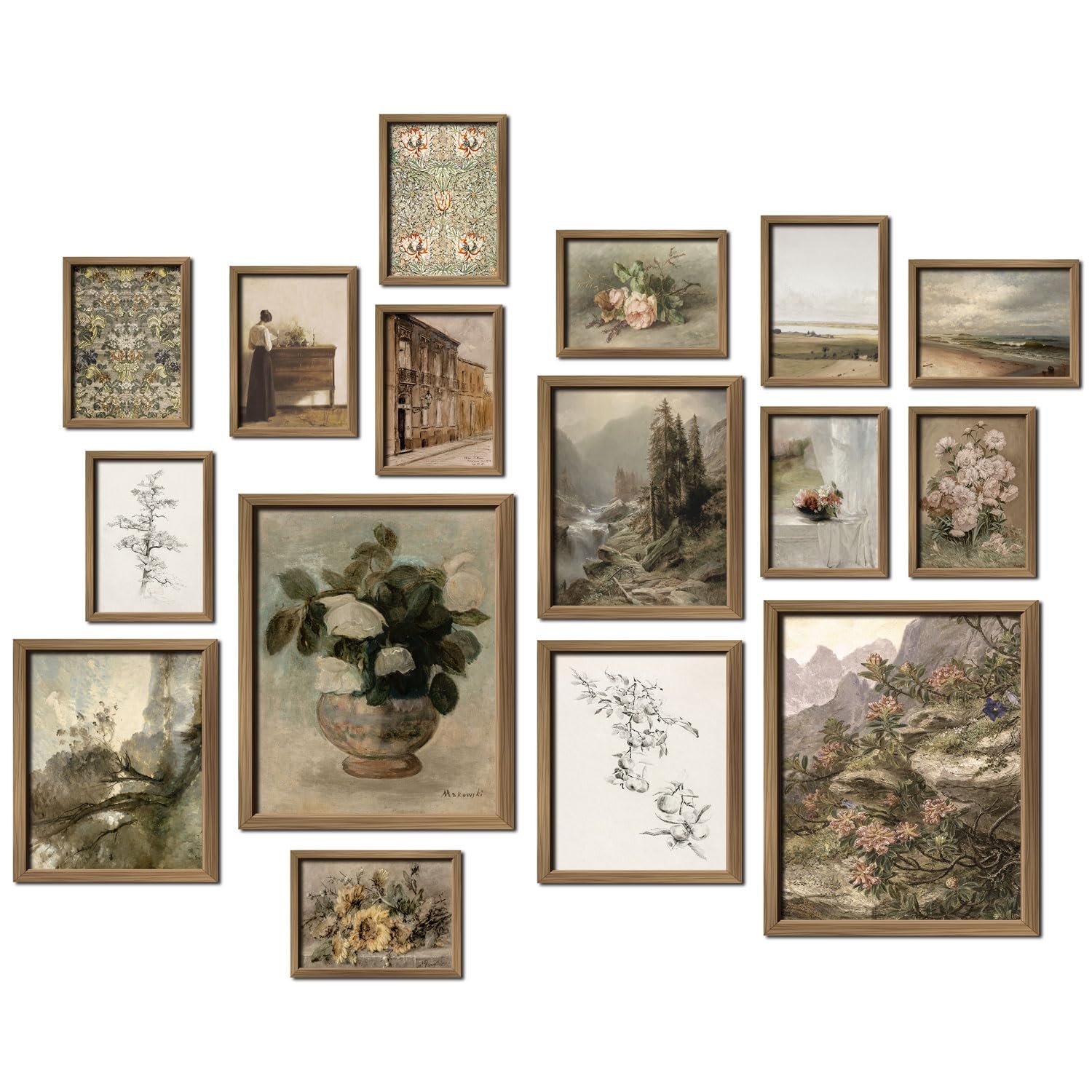 ANERZA 16 PCS Framed Vintage Wall Art Decor, French Country Farmhouse Gallery ANERZA 16 PCS Framed Vintage Wall Art Decor, French Country Farmhouse Gallery