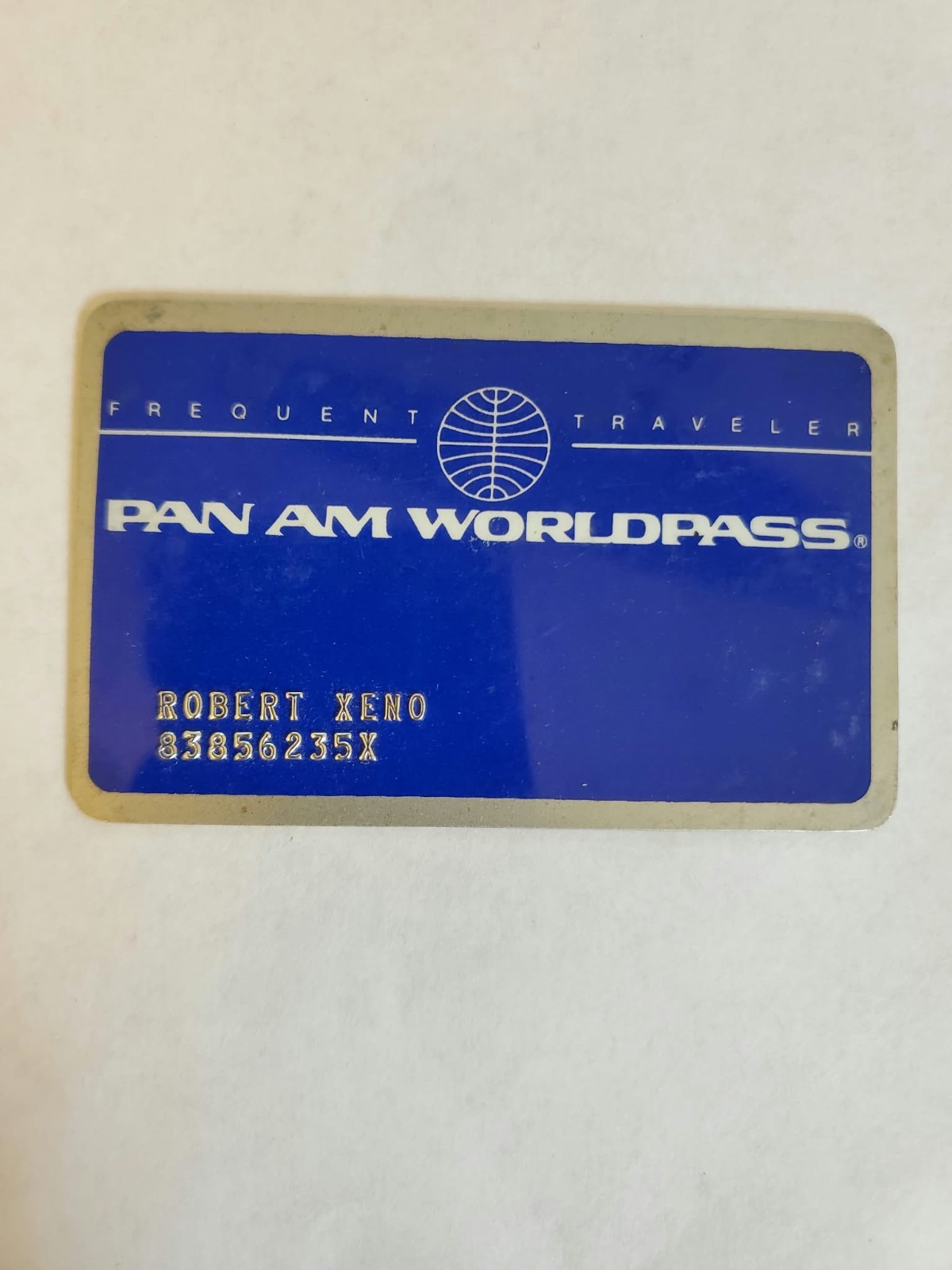 PAN AM WORLDPASS FREQUENT TRAVELER CARD VINTAGE 1970\'s