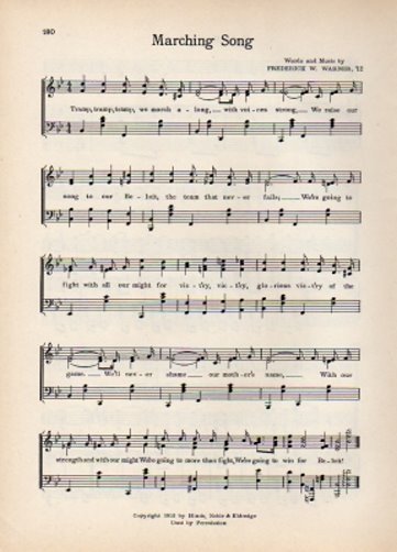 BELOIT COLLEGE Vintage Song Sheet 1941 