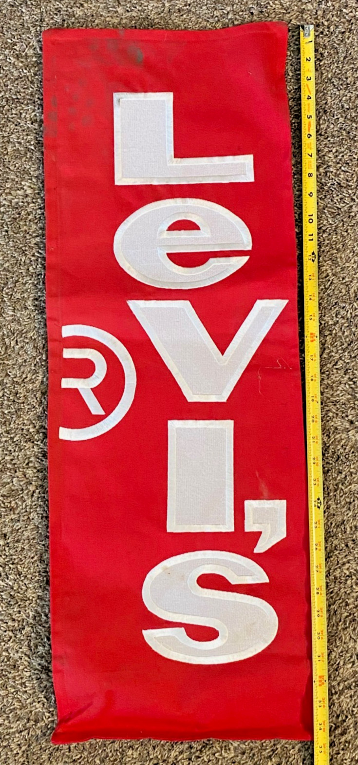 Vintage Levis Red Tab Jeans Cloth Hanging Store Display Sign Advertisement, RARE