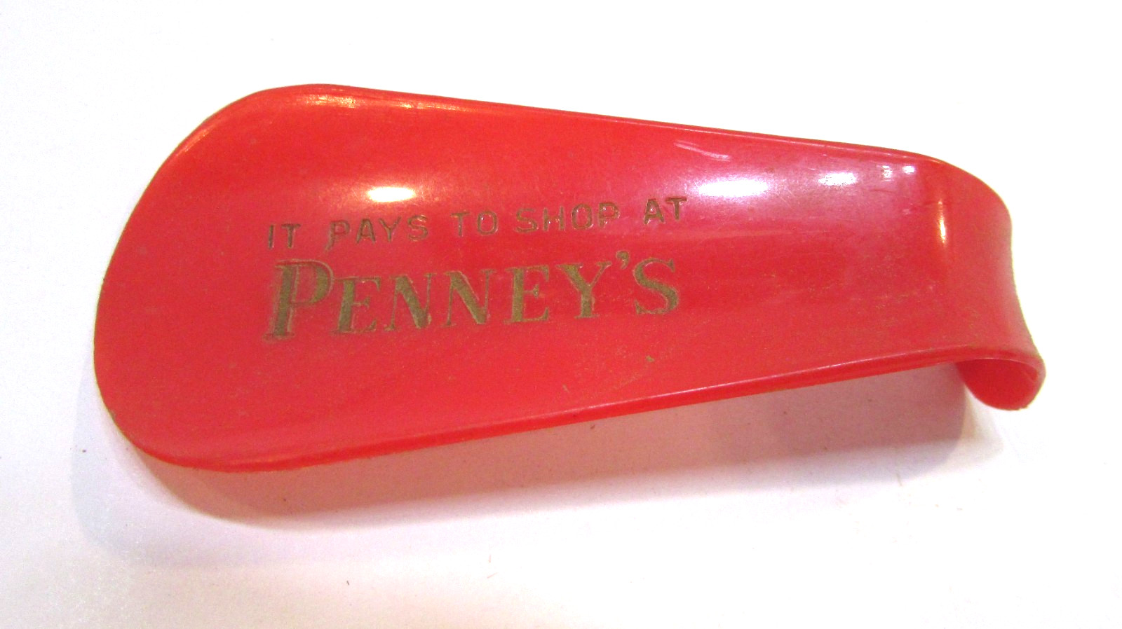 Old 1960\'s It Pays To Shop At Penney\'s Vintage Red Plastic Shoehorn