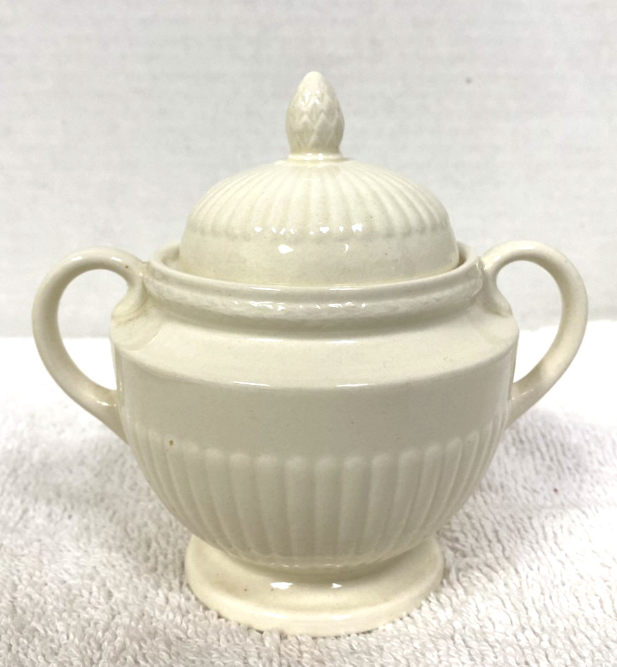 Vintage Wedgwood Edme Cream White Ivory Footed Pedestal Sugar Bowl 5
