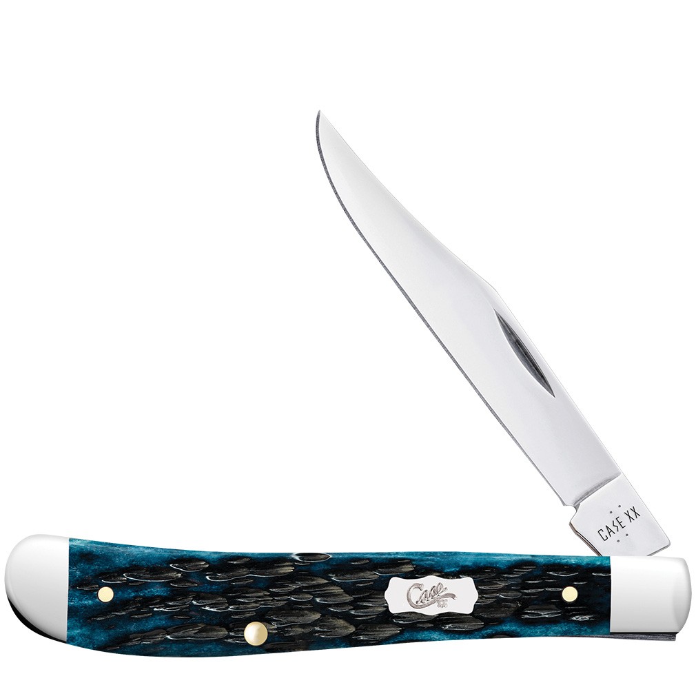 Case XX Knives Pocket Worn Mediterranean Blue Bone Slimline Trapper 61048 SS Case XX Knives Pocket Worn Mediterranean Blue Bone Slimline Trapper 61048 SS