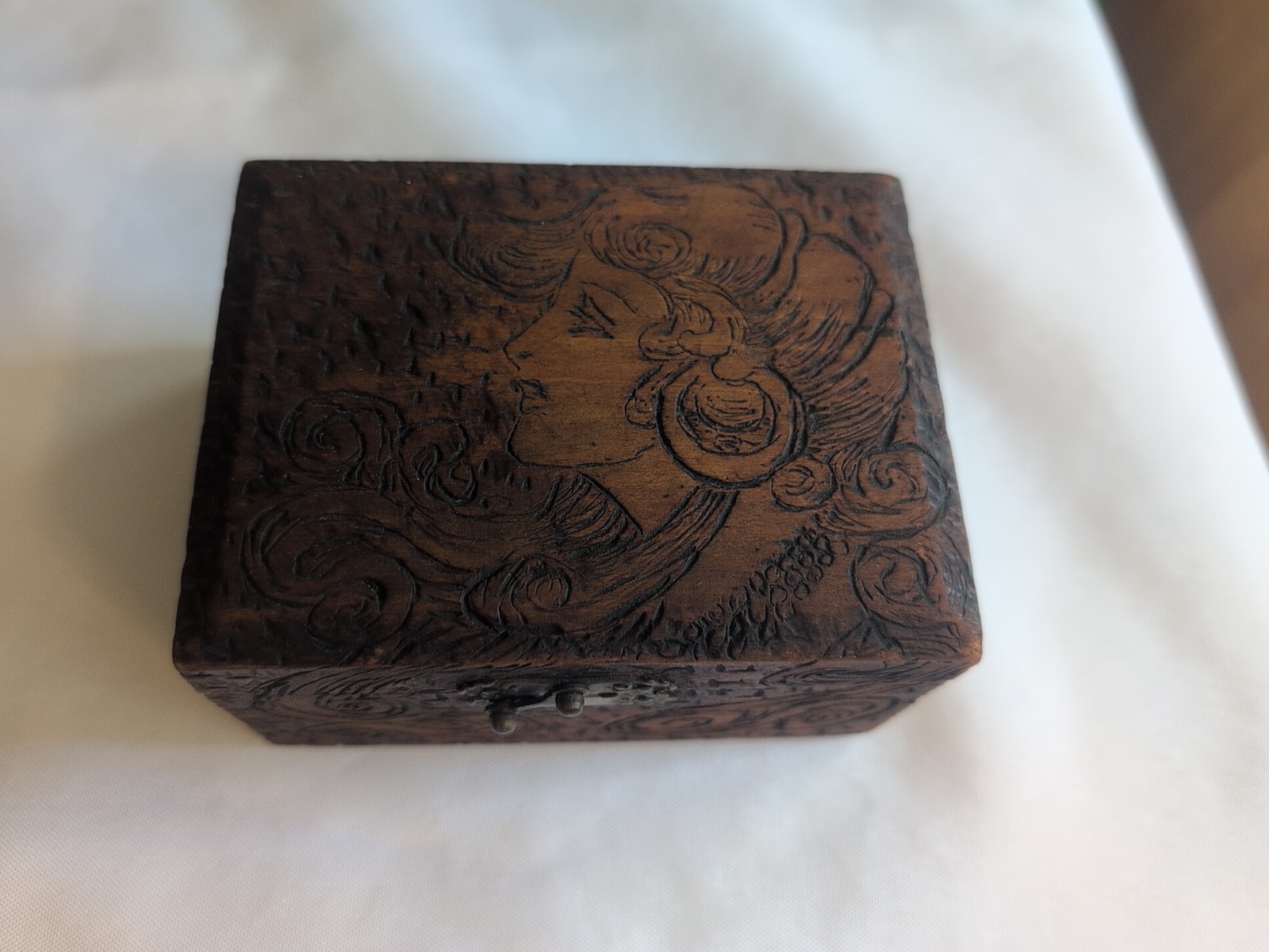 Antique Rectangular Art Pyrography Wooden  4\