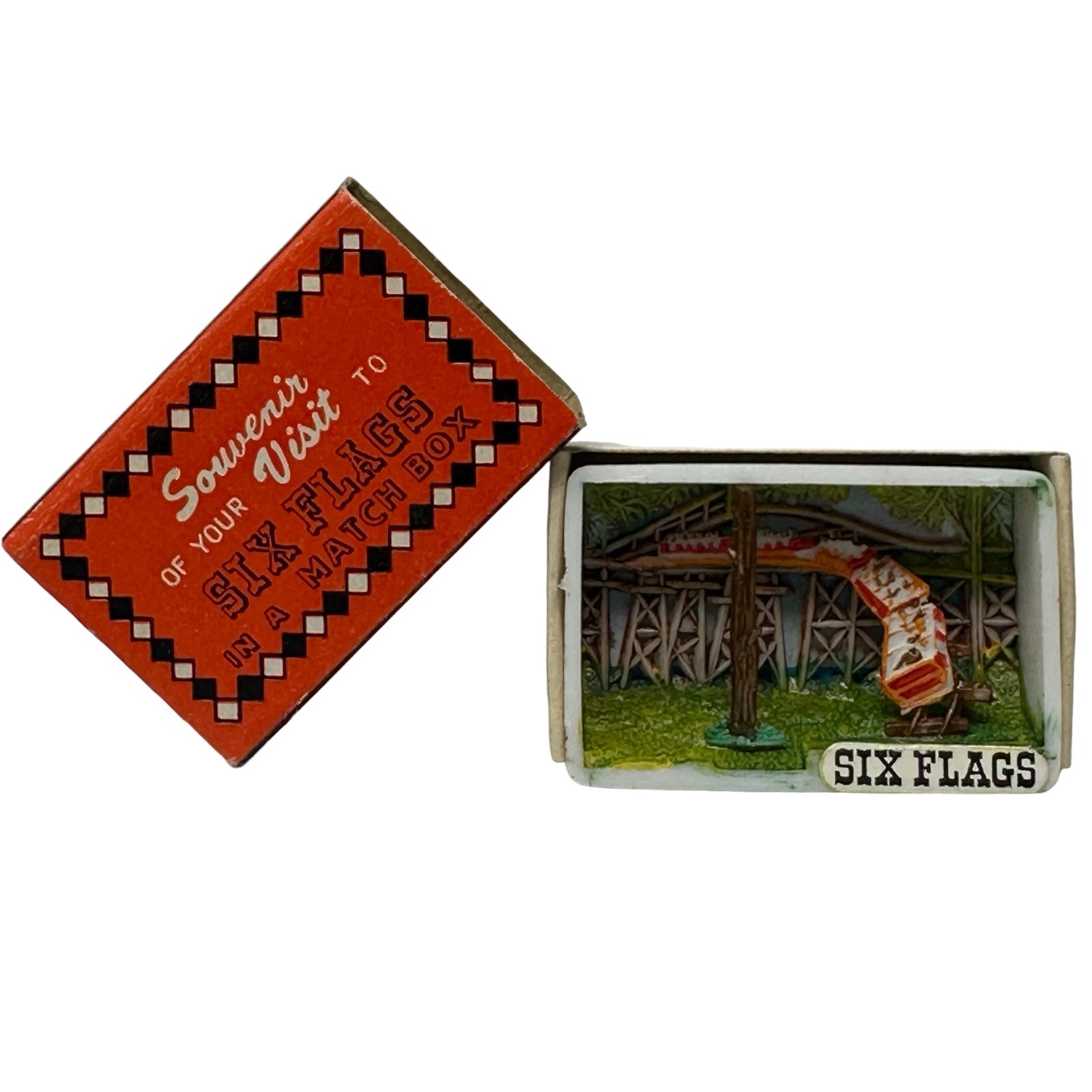 1960s Six Flags Run-A-Way Mine Train Diorama In A Matchbox Souvenir Hong Kong