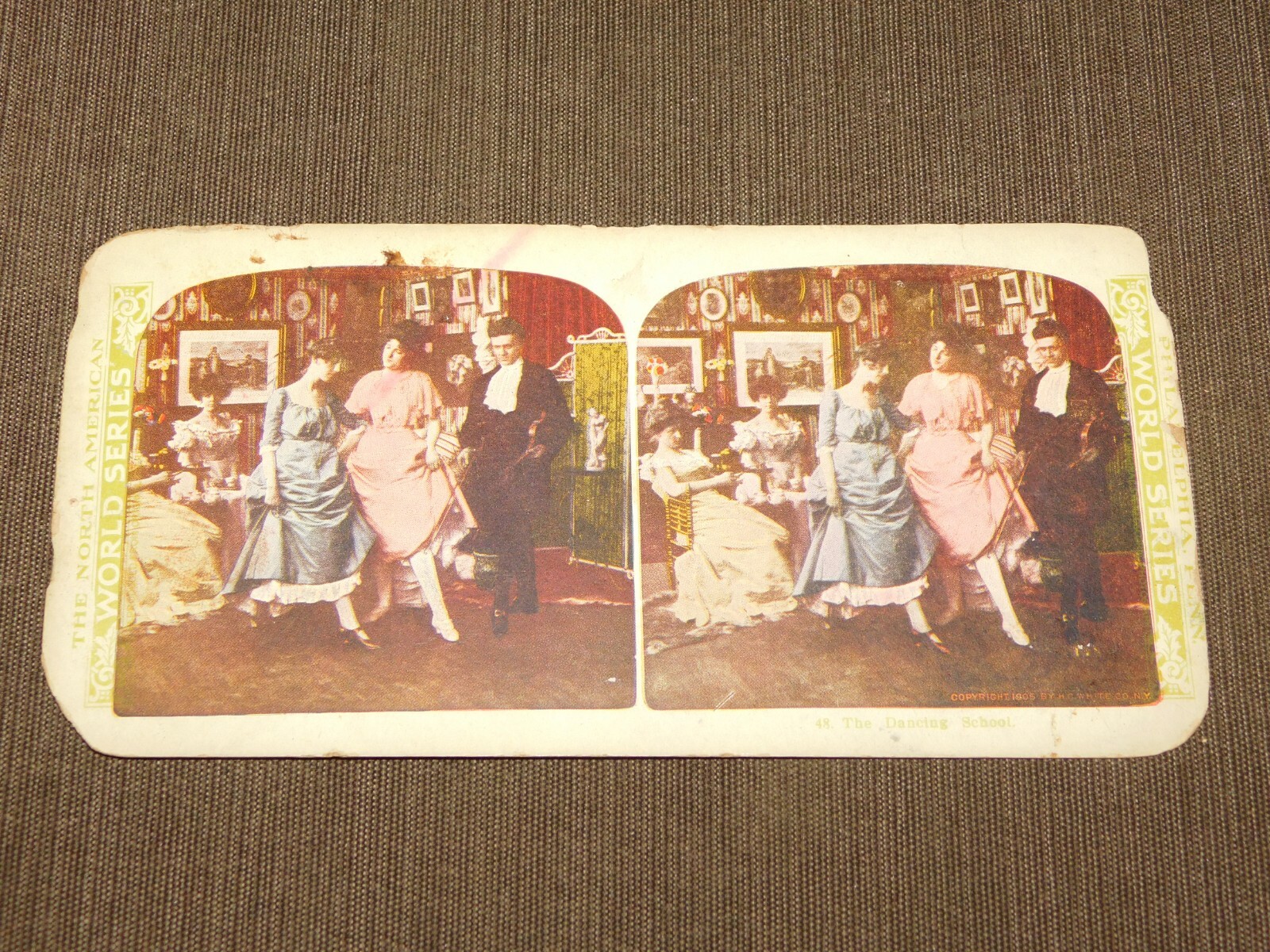 VINTAGE STEREOVIEW STEREOSCOPES CARD FUNNY 1905 THE DANCING SCHOOL VINTAGE STEREOVIEW STEREOSCOPES CARD FUNNY 1905 THE DANCING SCHOOL