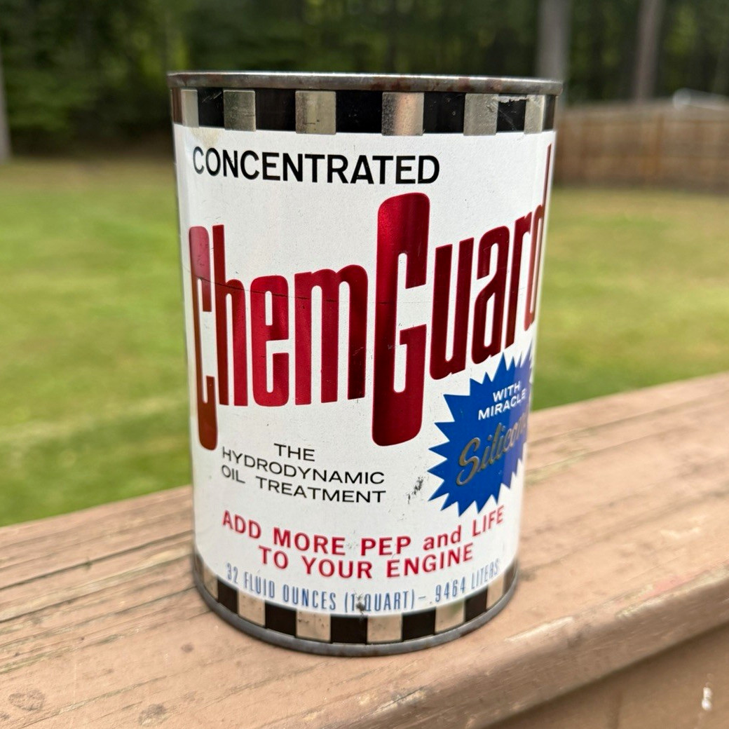 VTG 1960s CHEM GUARD Hydrodynamic Oil Treatment Can 1 Quart Empty Display 🚀 VTG 1960s CHEM GUARD Hydrodynamic Oil Treatment Can 1 Quart Empty Display 🚀