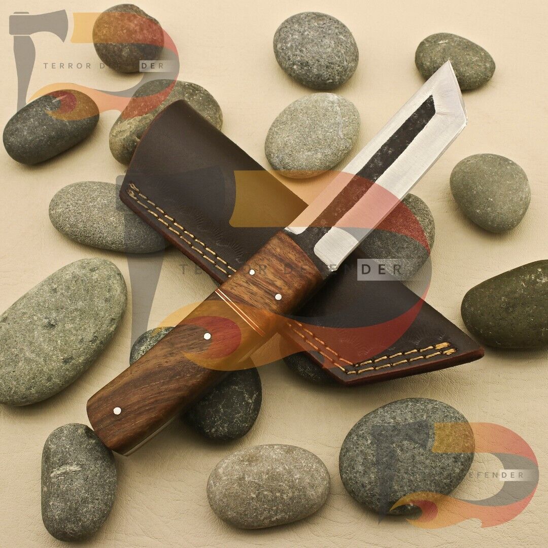 Custom Handmade 9''inch High Carbon steel Tanto Knife/Skinning Knife with Sheath