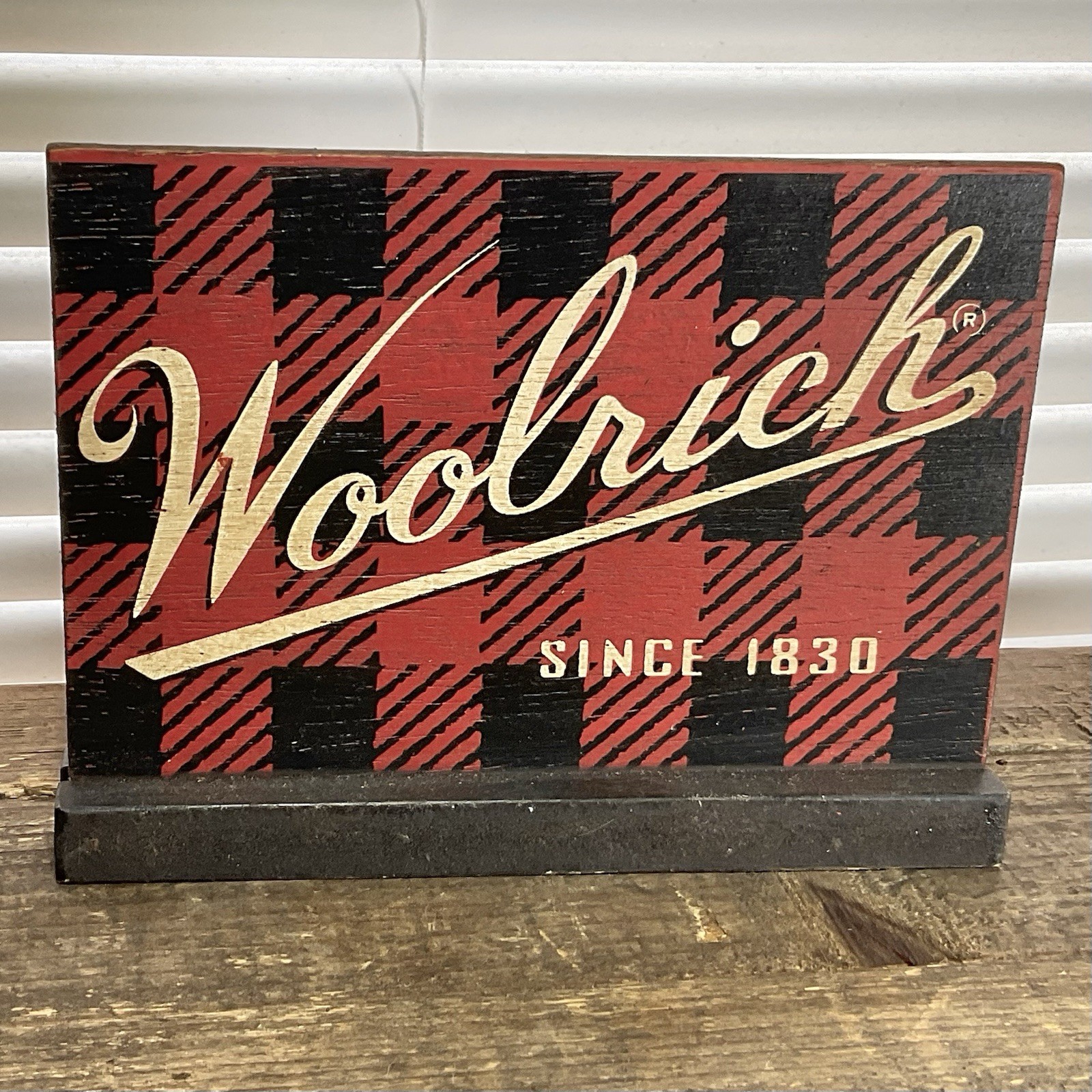 Woolrich Clothing Countertop Display Sign Wood (6.25\