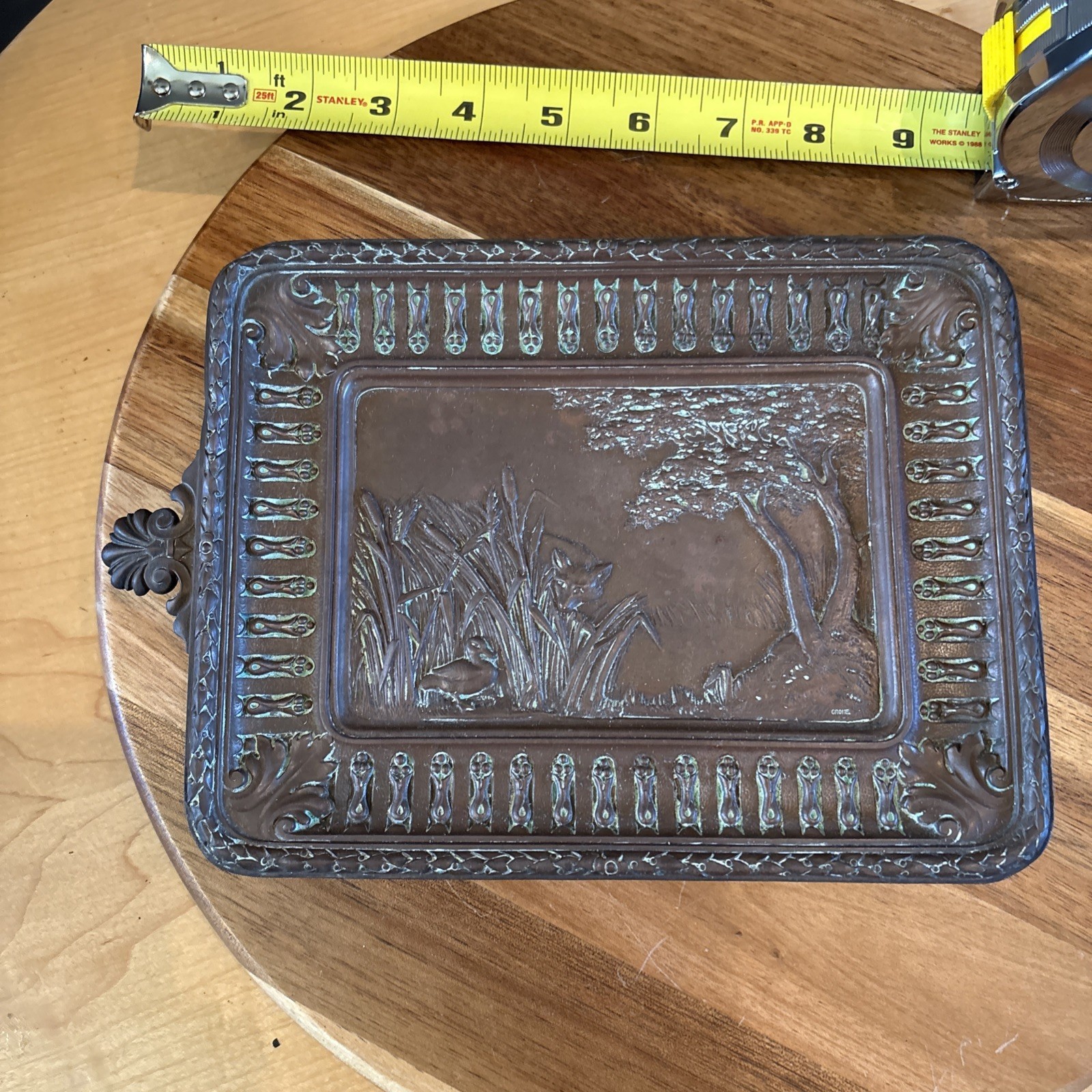 Late 19th century German bronze dish. by Gustav Grohe.  Stamped