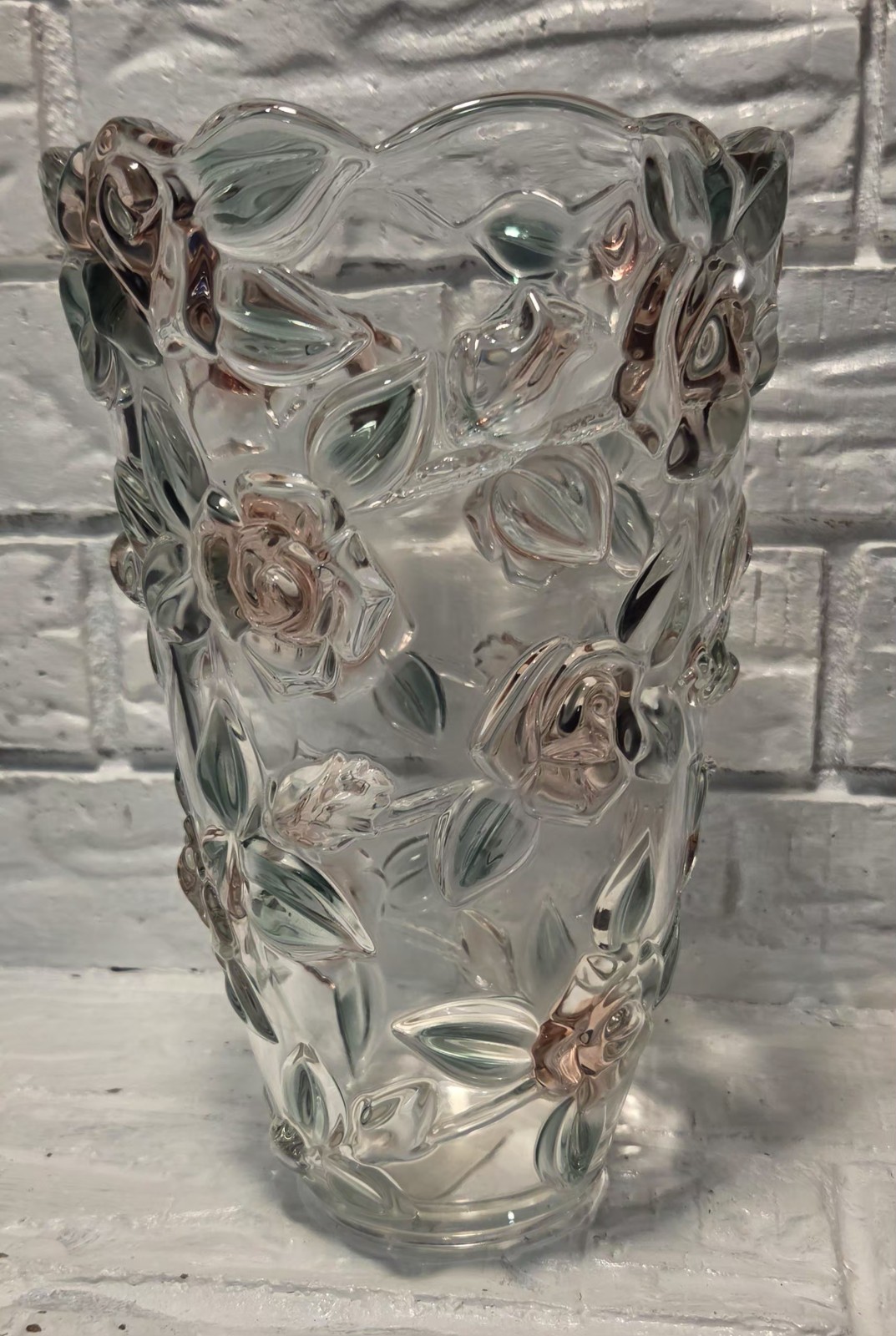 Vtg Mikasa Bella Rosa Pink Crystal Vase 9.5 Vtg Mikasa Bella Rosa Pink Crystal Vase 9.5