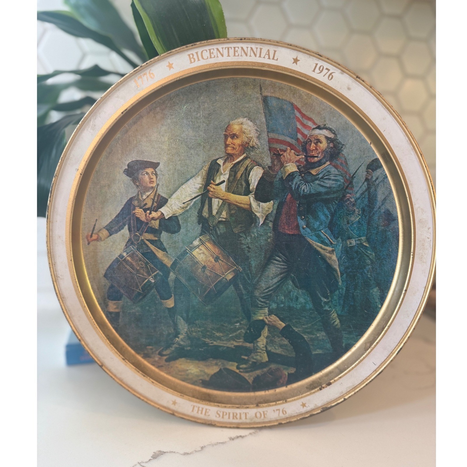 Vintage 1976 Bicentennial The Spirit of 76 Metal Serving Tray Archibald Willard