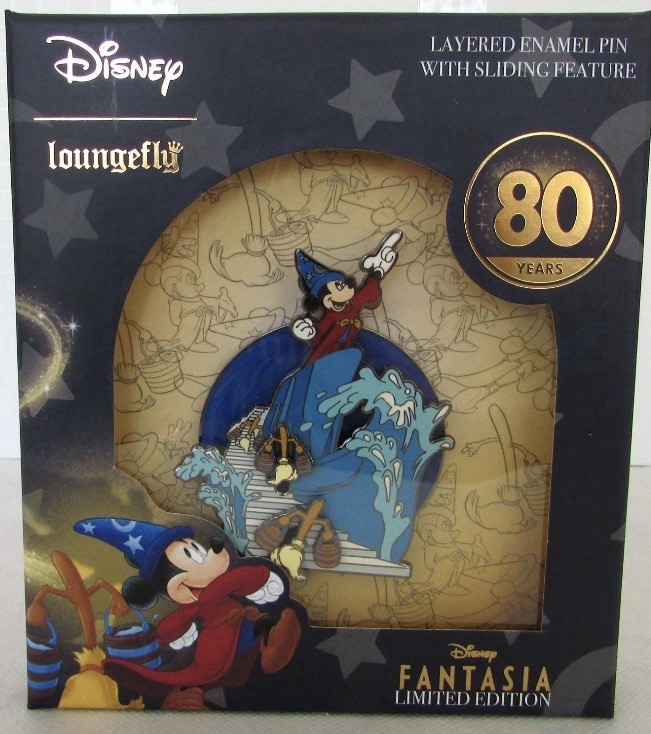 Disney Loungefly Sorcerer Mickey Fantasia Brooms Jumbo Pin LE 2500 Disney Loungefly Sorcerer Mickey Fantasia Brooms Jumbo Pin LE 2500
