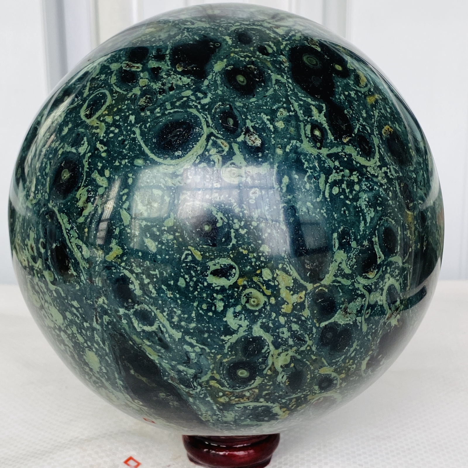 Natural Eye Green Kambaba Jasper Stromatolite Crystal Sphere Ball 3720G